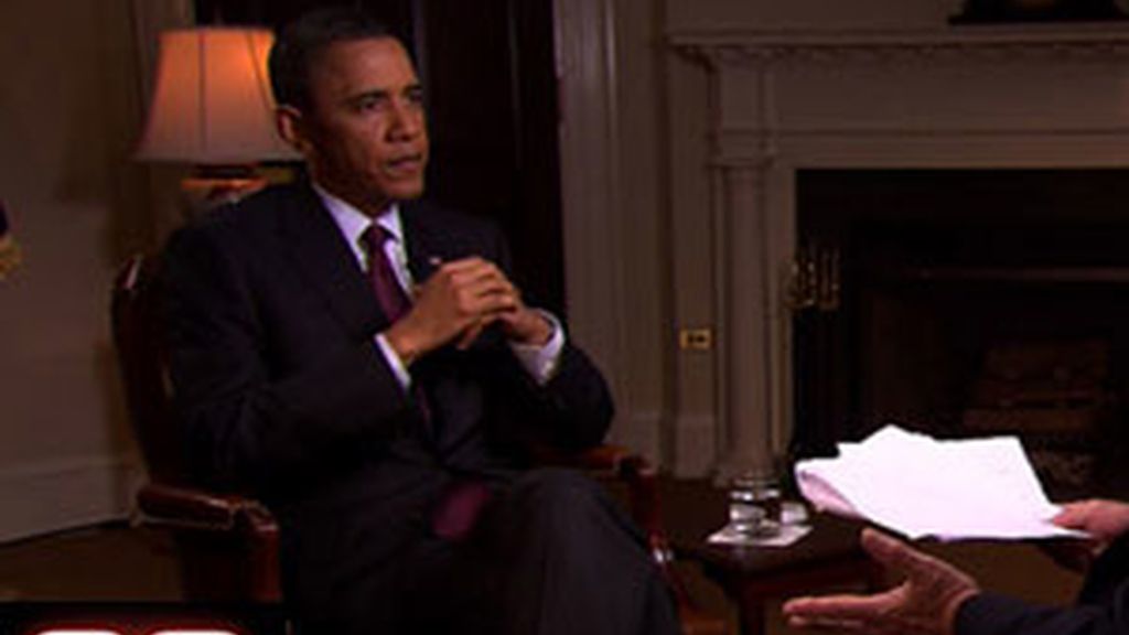 Obama durante la entrevista. Vídeo: Informativos Telecinco. Obama durante la entrevista. Vídeo: Informativos Telecinco.