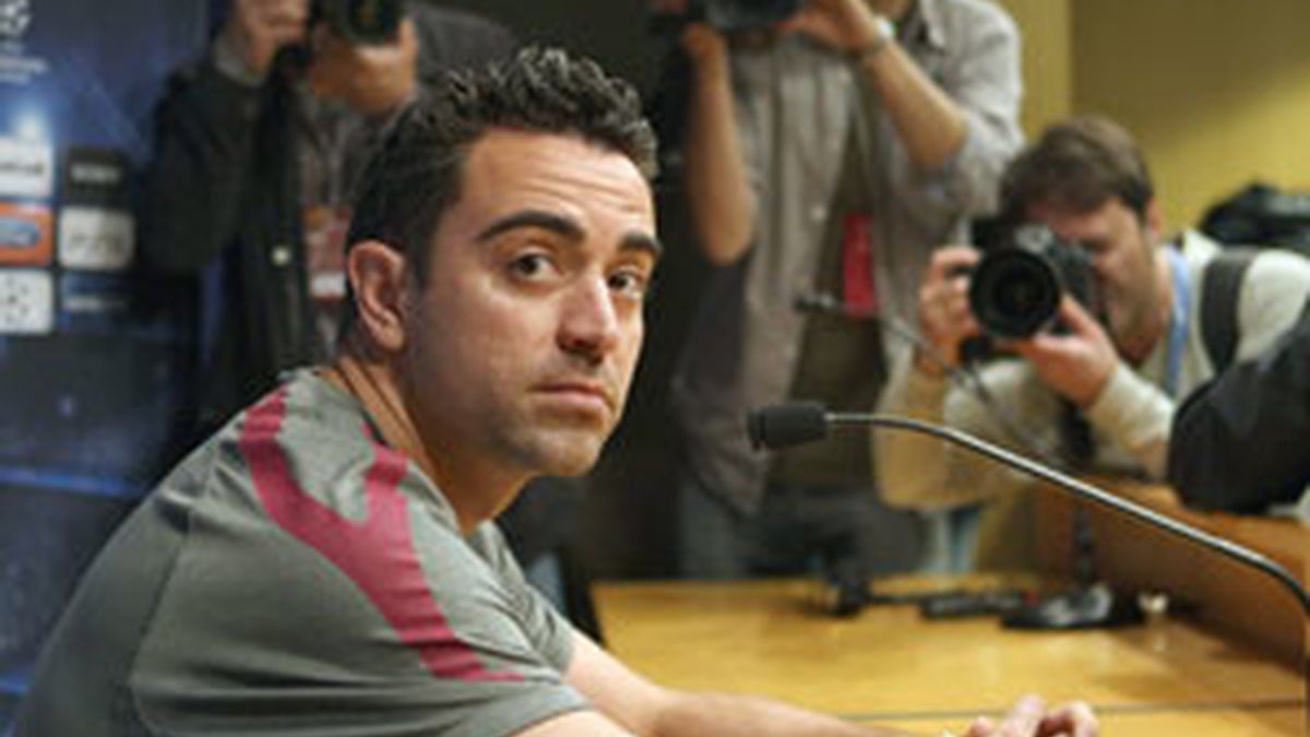 Xavi durante una rueda de prensa. Foto: EFE