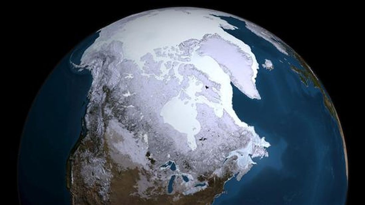 Imagen cedida por la NASA que muestra la extención máxima de hielo sobre el mar para el período de 2008-09, que ocurrió el 28 de febrero de 2009. EFE