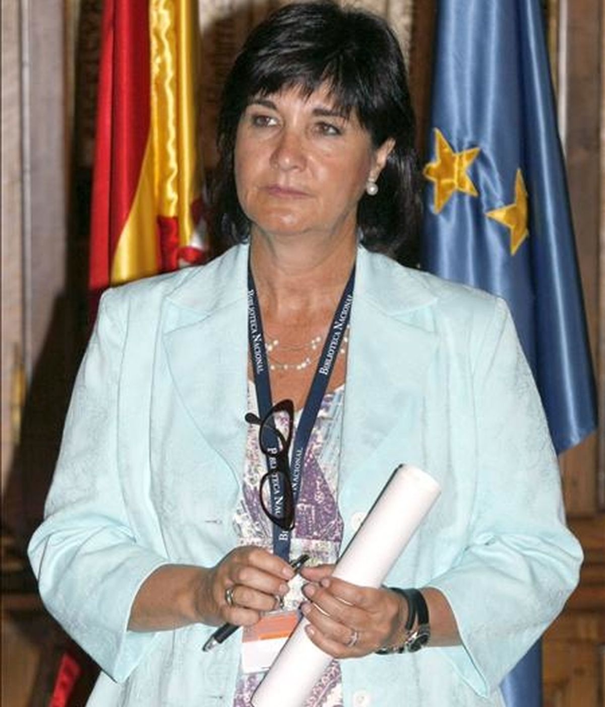 Gloria Pérez-Salmerón, durante su presentación como nueva directora de la Biblioteca Nacional, y cuyo nombramiento se ha producido con el respaldo unánime del Patronato de esta institución. EFE