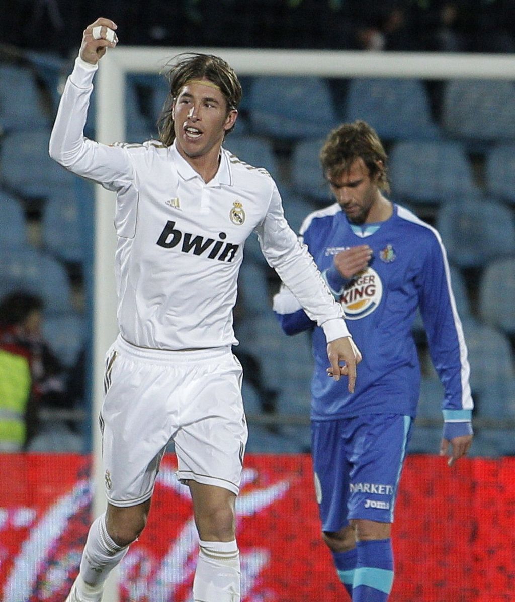 Sergio Ramos celebra su gol ante el Getafe