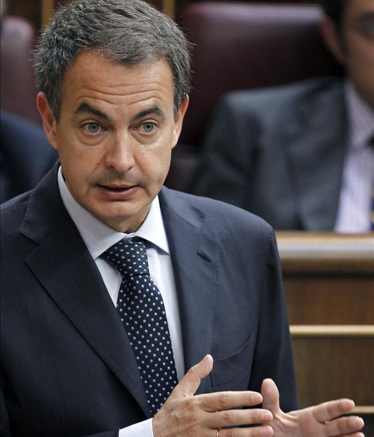 El presidente del Gobierno, José Luis Rodríguez Zapatero, ayer en una de sus intervenciones durante la sesión de control al Ejecutivo del pleno del Congreso. EFE