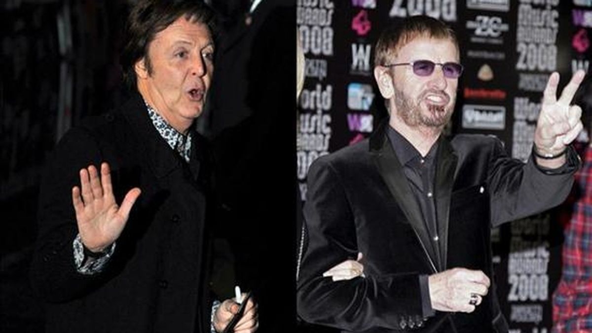 McCartney (i) y Starr participaron en un encuentro con la prensa en Nueva York junto a David Lynch, en el que la fundación del director de "Mullholland Drive" y "Blue Velvet". EFE/Archivo
