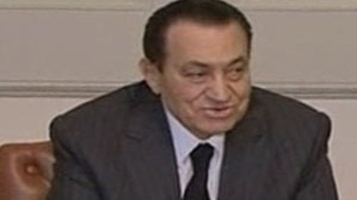 El presidente egipcio, Hosni Mubarak, en una imagen de la reunión. Vídeo. ATLAS