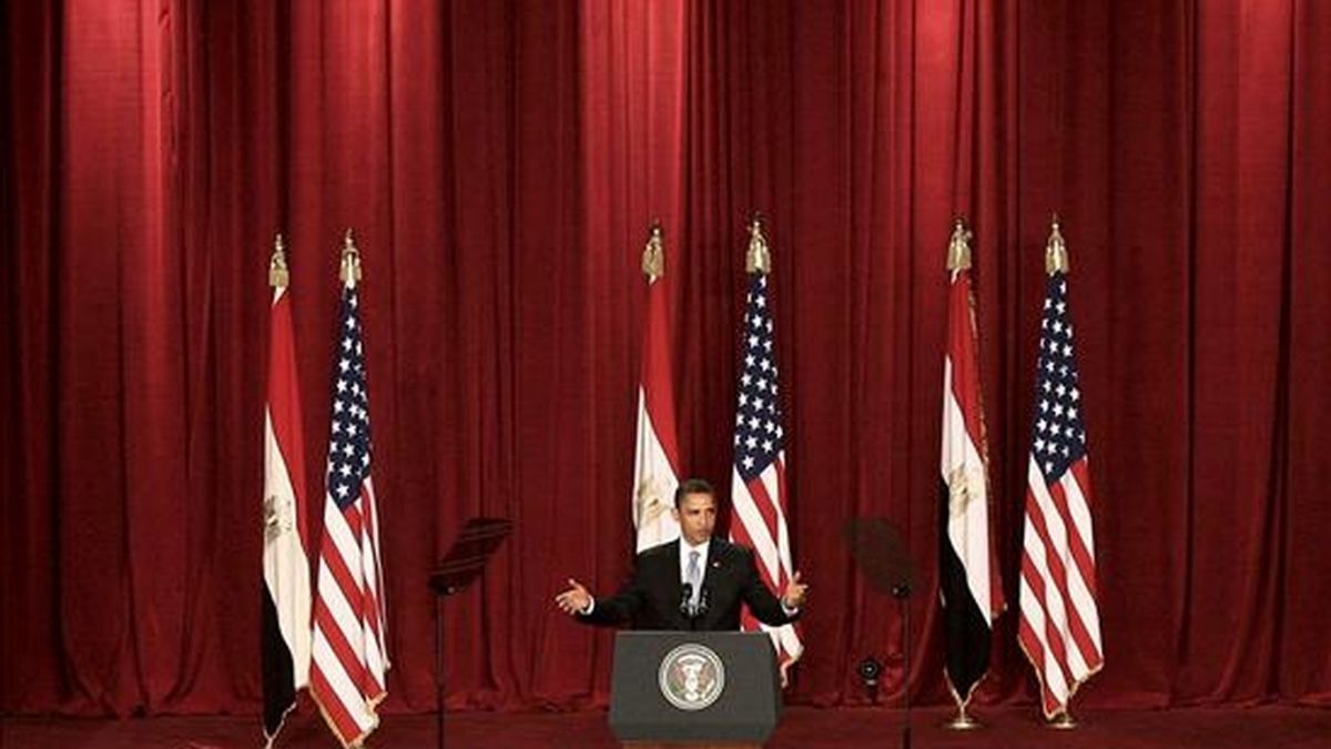 El presidente de EEUU, Barack Obama, durante el discurso ofrecido hoy en El Cairo. EFE