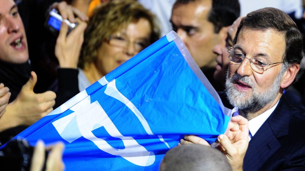 El candidato del PP a la Presidencia del Gobierno, Mariano Rajoy, durante un acto electoral