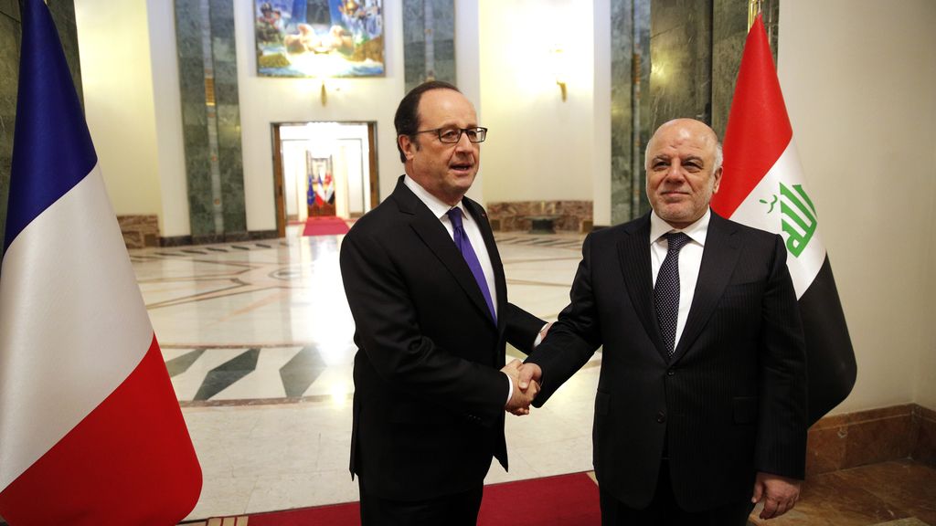 El primer ministro iraquí y el presidente de Francia se reúnen en Bagdad