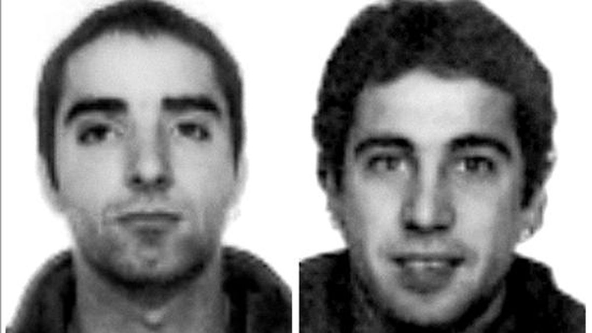 Fotografías de archivo de los dos presuntos etarras Oscar Celarain (i) y Andoni Otegi (d), detenidos en 2002 en Francia. EFE/Archivo