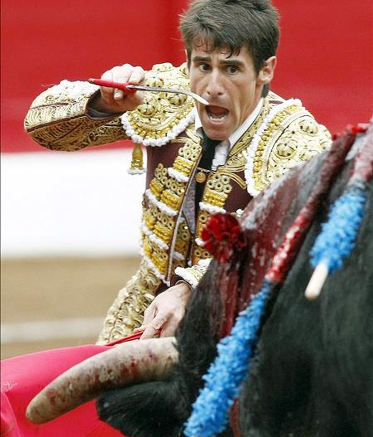 El diestro Francisco Marco entra a matar al segundo toro de su lote durante la quinta corrida de abono de la Feria de Santiago celebrada en 2009 en Santander. EFE/Archivo