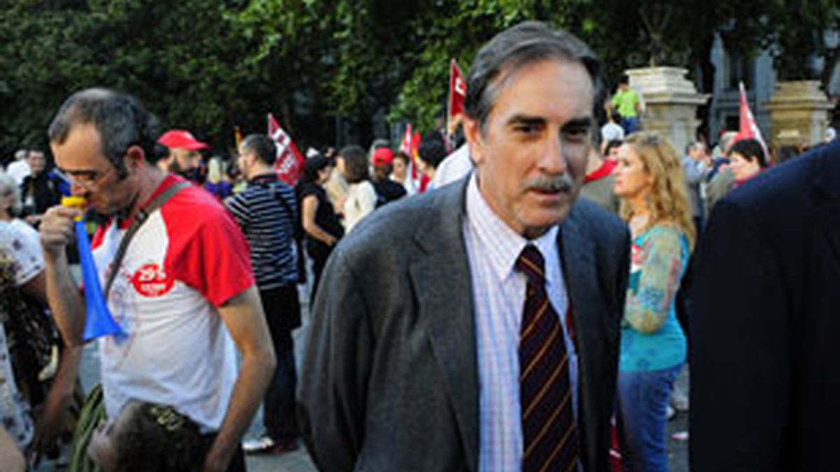 Valeriano Gómez durante la manifestación celebrada el día de la huelga general. Foto: Juan Luis Jaen, Madridiario