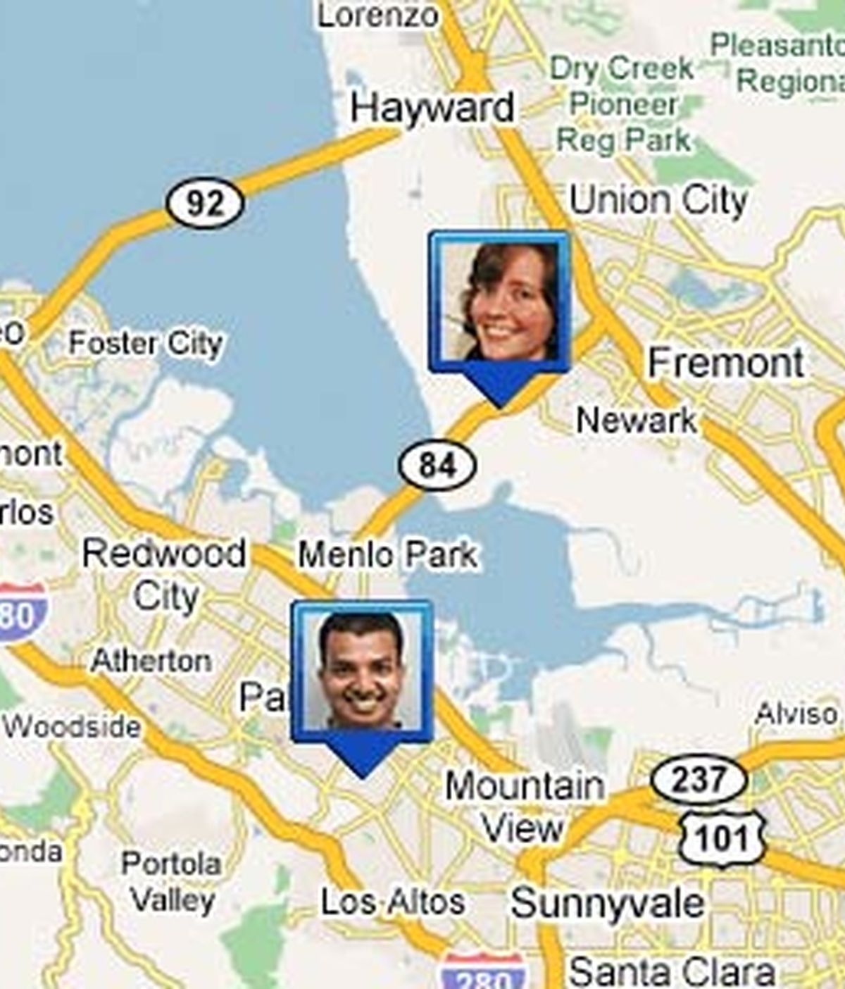 La aplicación permite conocer la ubicación exacta de tus amigos. Foto: Google Latitude.