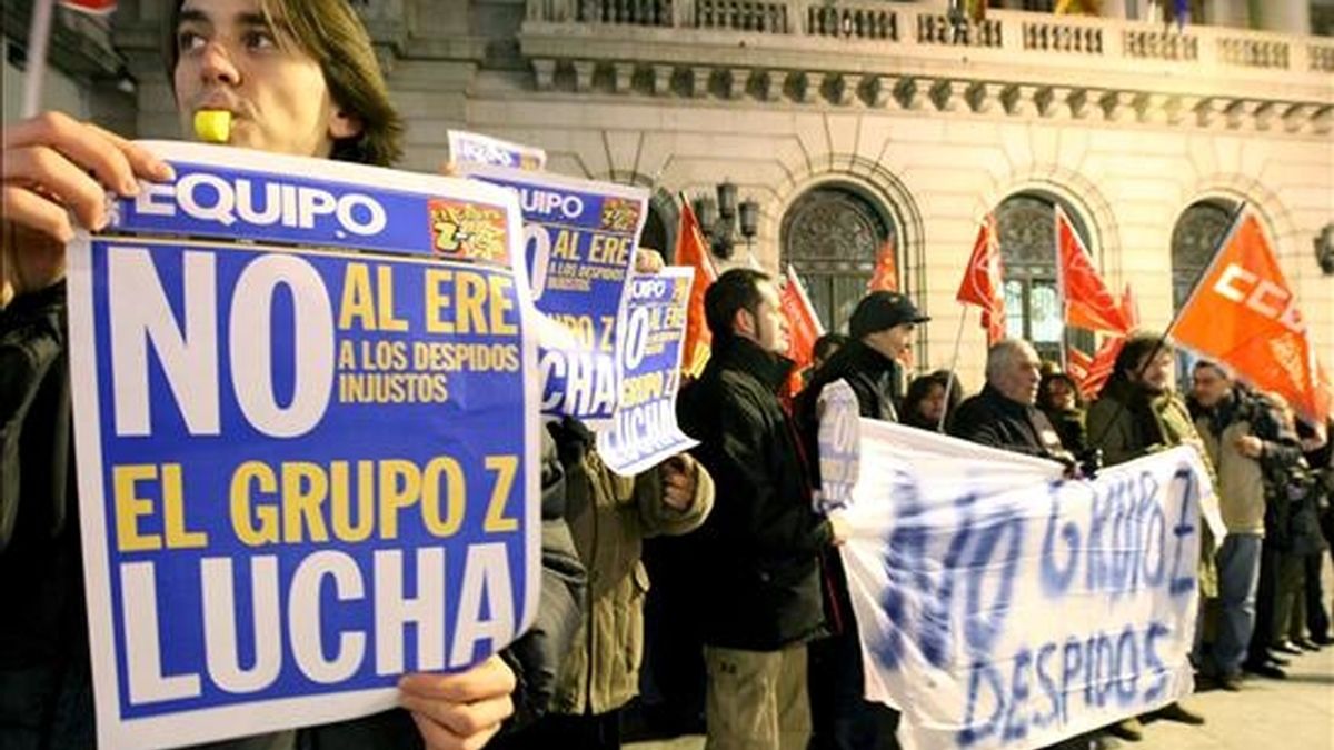 Trabajadores del Grupo Zeta en Aragón durante una manifestación para protestar contra el Expediente de Regulación de Empleo (ERE). EFE/Archivo