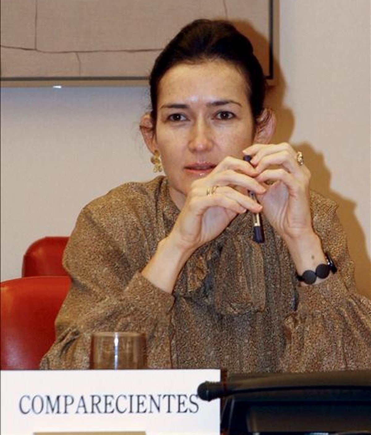 La ministra de Cultura, Ángeles González-Sinde, al inicio de su comparecencia ante la comisión de Cultura del Congreso de los Diputados. EFE