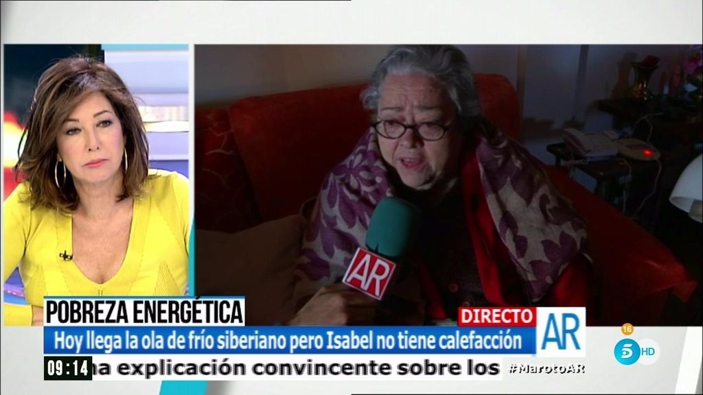 Isabel se enfrenta a la ola de frío sin calefacción:"Si pago, no como"