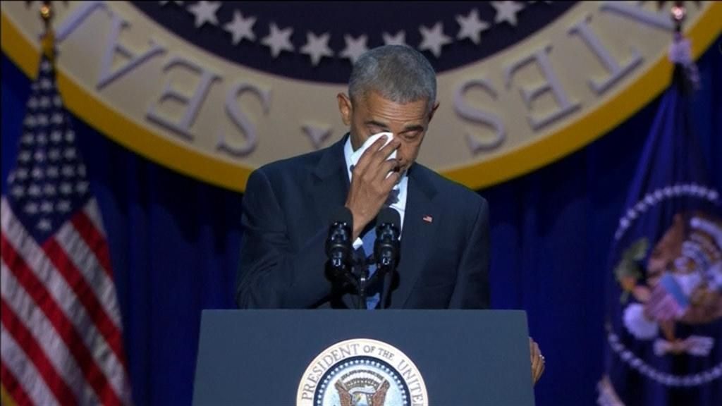 Las lágrimas de Obama en su último discurso como presidente