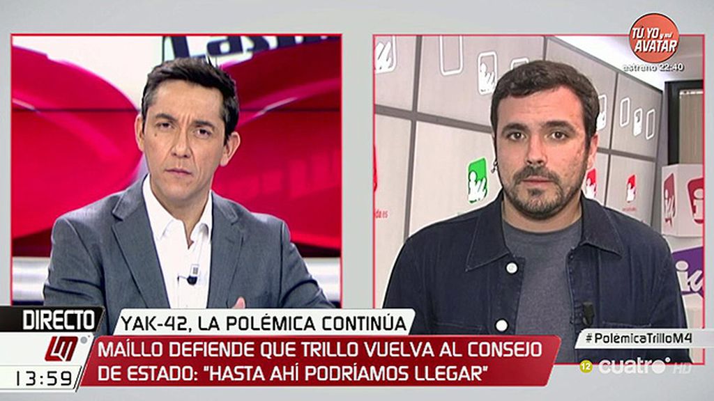 Alberto Garzón: “Creo que es una evidencia que se está protegiendo a Trillo"