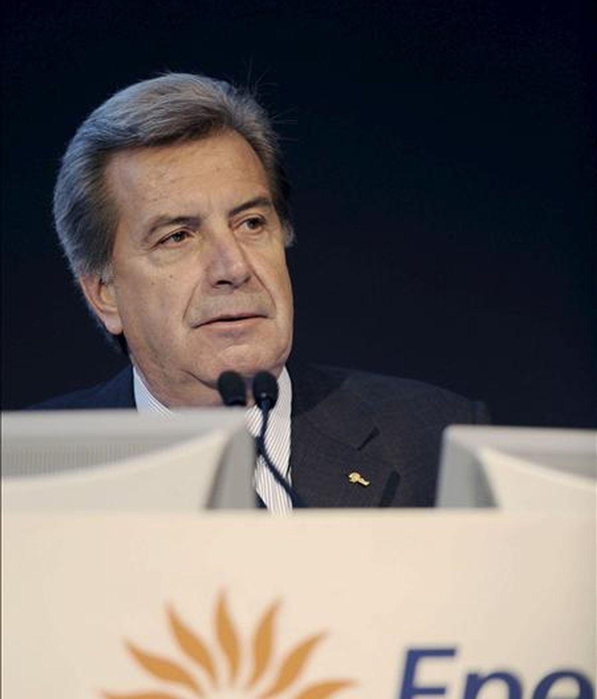 El consejero delegado de Enel, Fulvio Conti, durante la presentación de resultados en 2008 de la eléctrica italiana, principal accionista de Endesa, y su plan estratégico para el periodo 2009-2013. EFE/Archivo