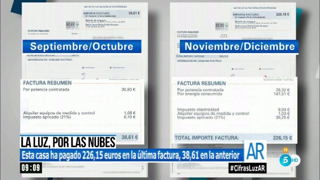 'El programa de AR' compara dos recibos de luz: ¡casi seis veces más!