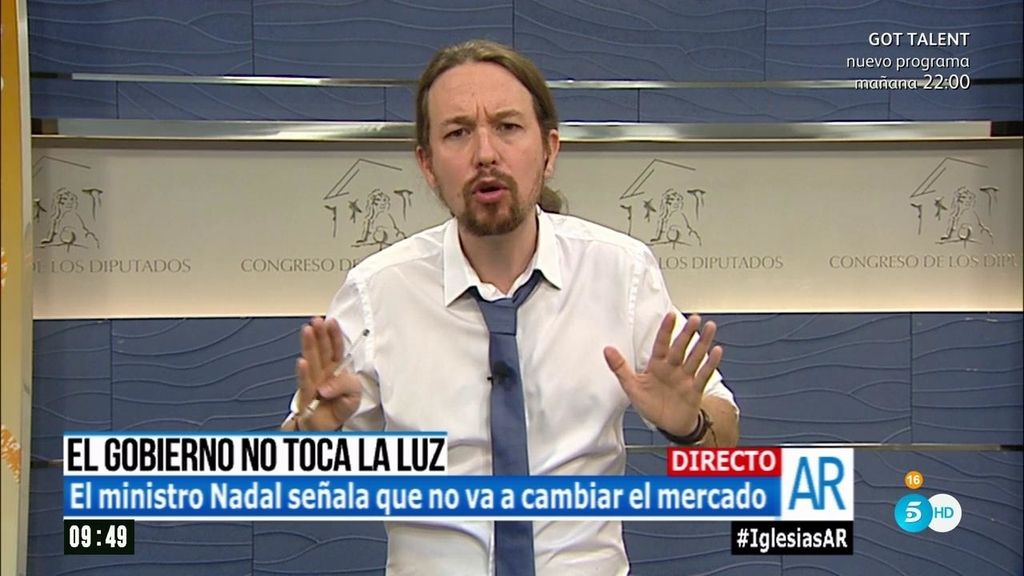 Pablo Iglesias: "Es una vergüenza que exministros y expresidentes sigan forrándose en los consejos de las eléctricas"