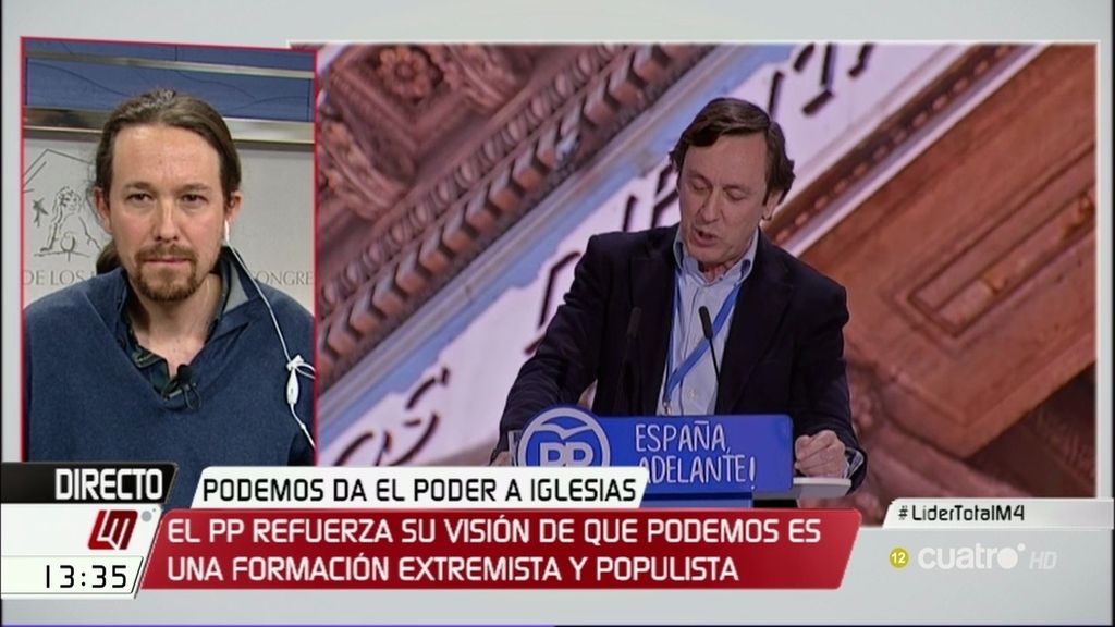 Iglesias: "En nuestro Congreso se debaten ideas, en el del PP hay manos de madera"