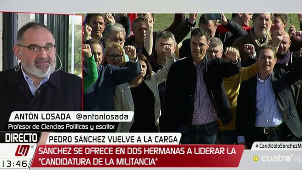 Antón Losada: "Las primarias del PSOE pueden ser nuestro ‘Brexit’, donde se vota no a favor de alguien o algo, sino en contra"