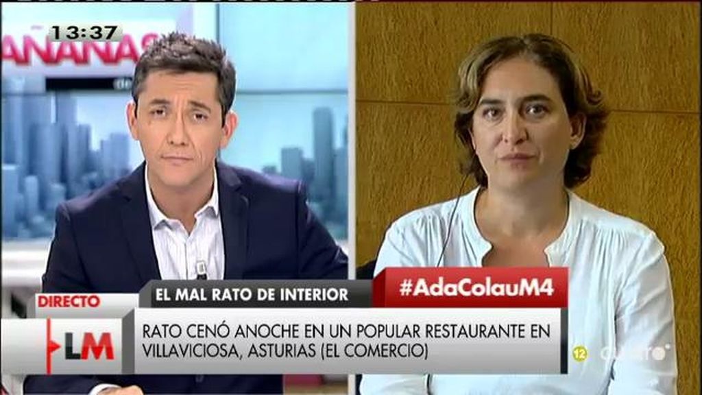 Ada Colau, de Fernández Díaz y Rato: “Yo sufrí amenazas en su momento y no me recibió ningún ministro”