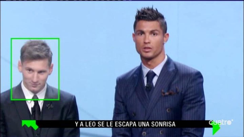 Messi no pudo contener la sonrisa cuando Cristiano habló en la gala de la UEFA