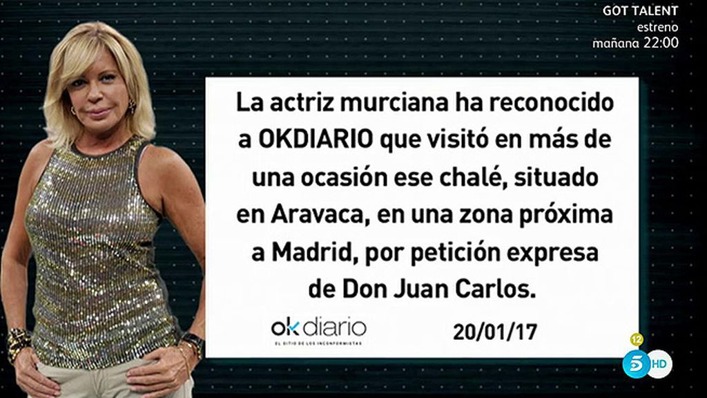Bárbara Rey admite que mantenía citas con el Rey en un chalé que les prestaba el CNI, según ‘Ok Diario’