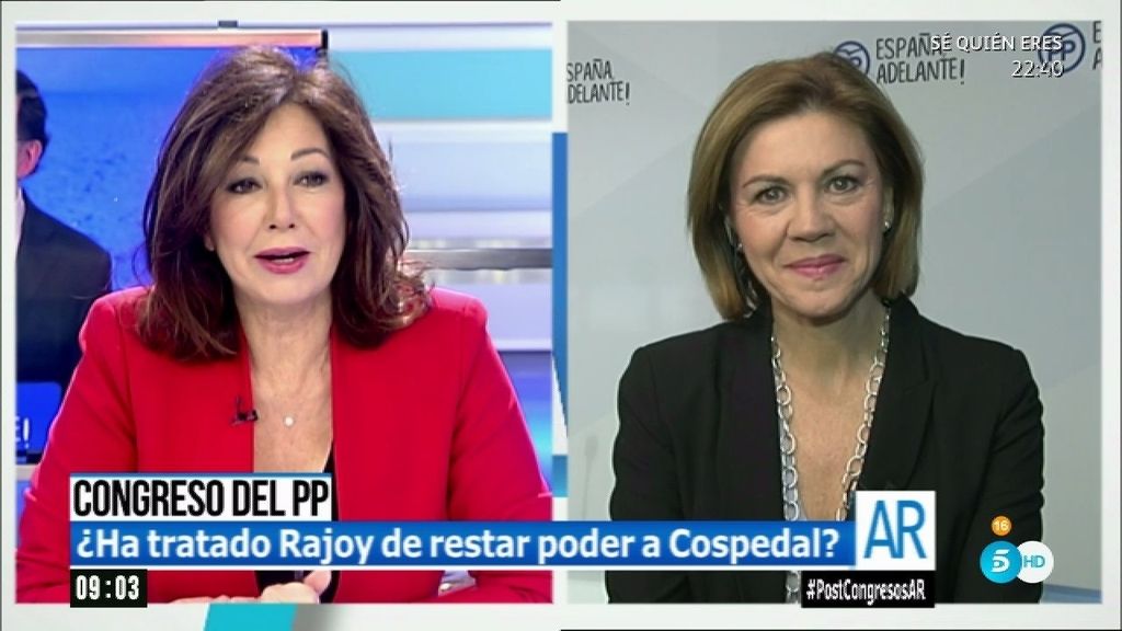 Cospedal habla de su reelección en el PP: "Me siento muy querida y apoyada"