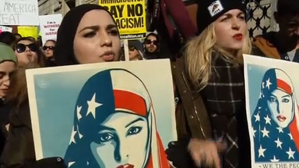 Protesta delante de la Casa Blanca contra el veto de Trump a los refugiados
