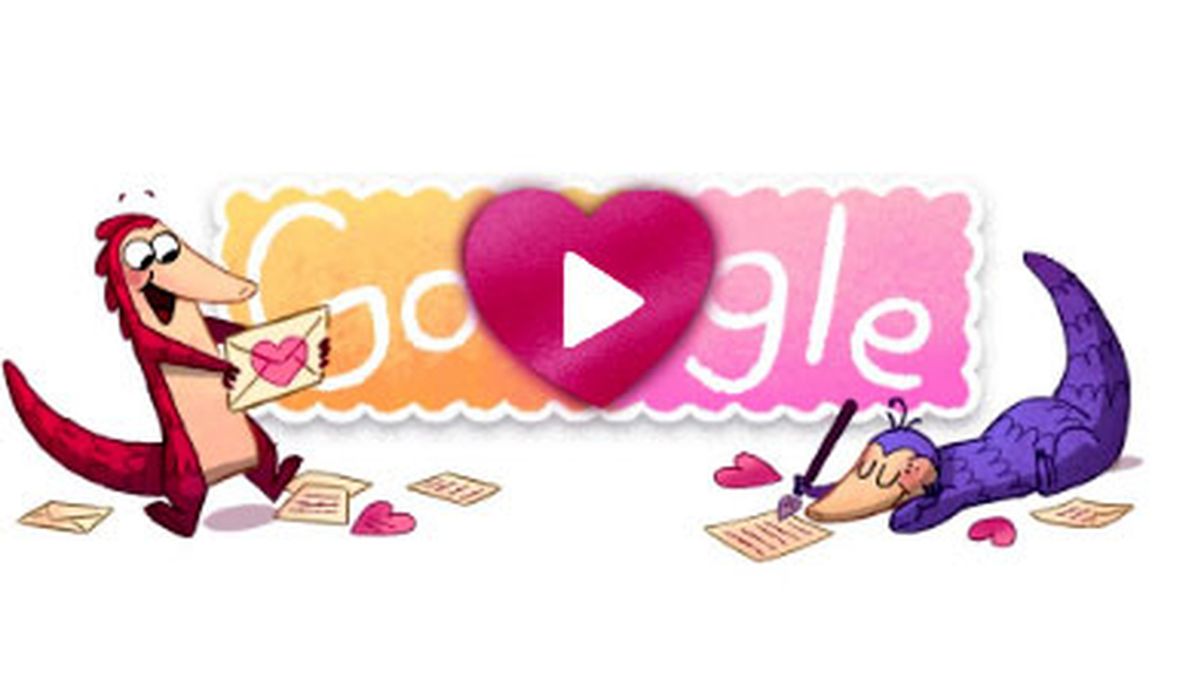 Un pangolín en el doodle dedicado a San Valentín
