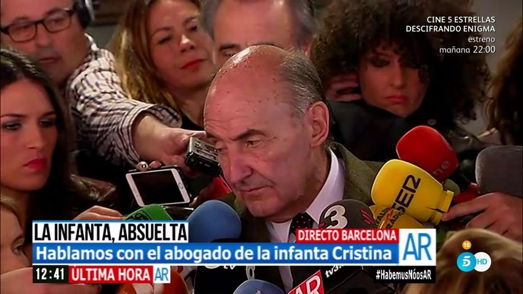 Abogado infanta Cristina: "La Infanta sigue creyendo en la inocencia de su marido"