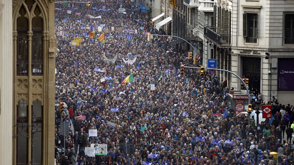 Rufián, Forcadell o Iceta, en la marcha por los refugiados