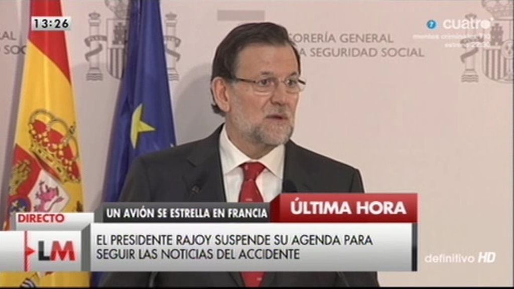Mariano Rajoy: "La ministra de Fomento sale hacia Marsella para ir al lugar del accidente"