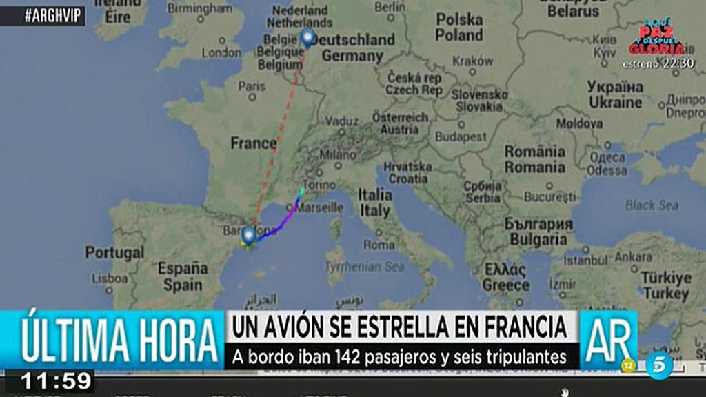 Se estrella un avión con 142 pasajeros y seis tripulantes en los Alpes franceses