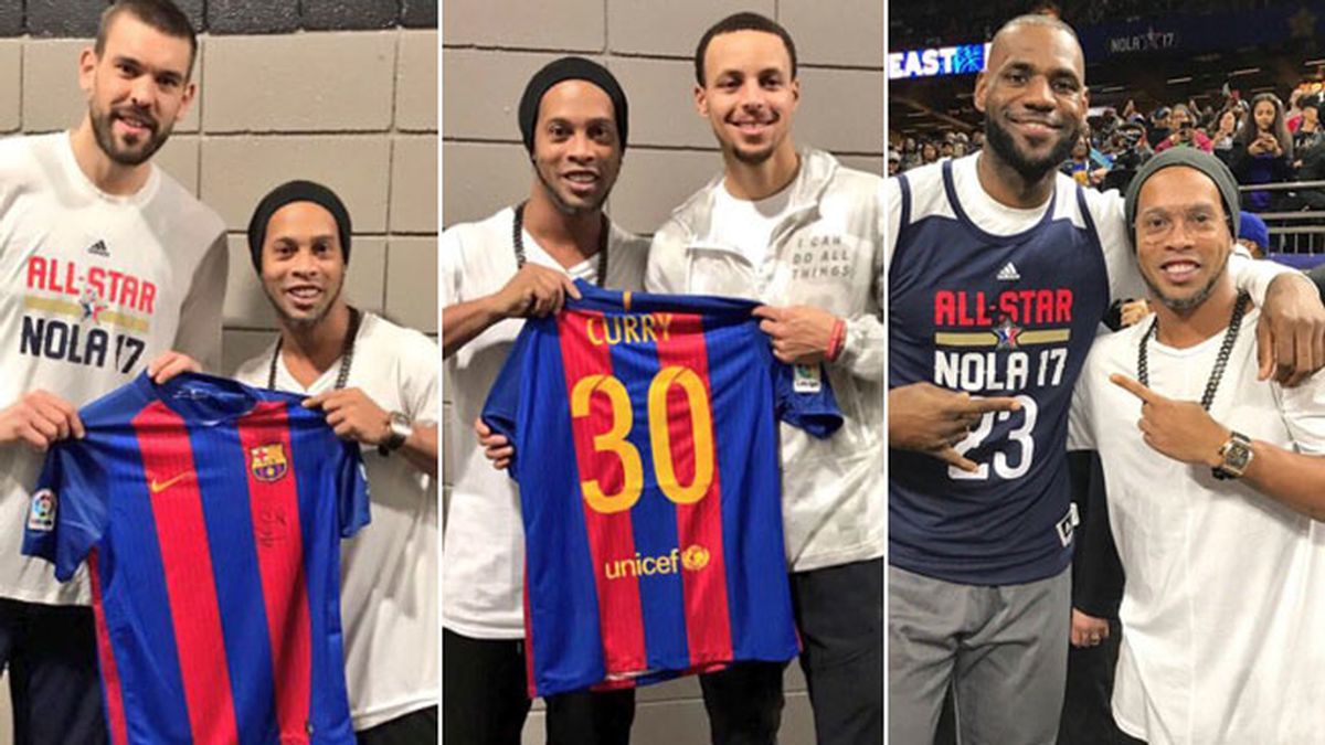 Ronaldinho en el All Star de la NBA Ronaldinho en el All Star de la NBA