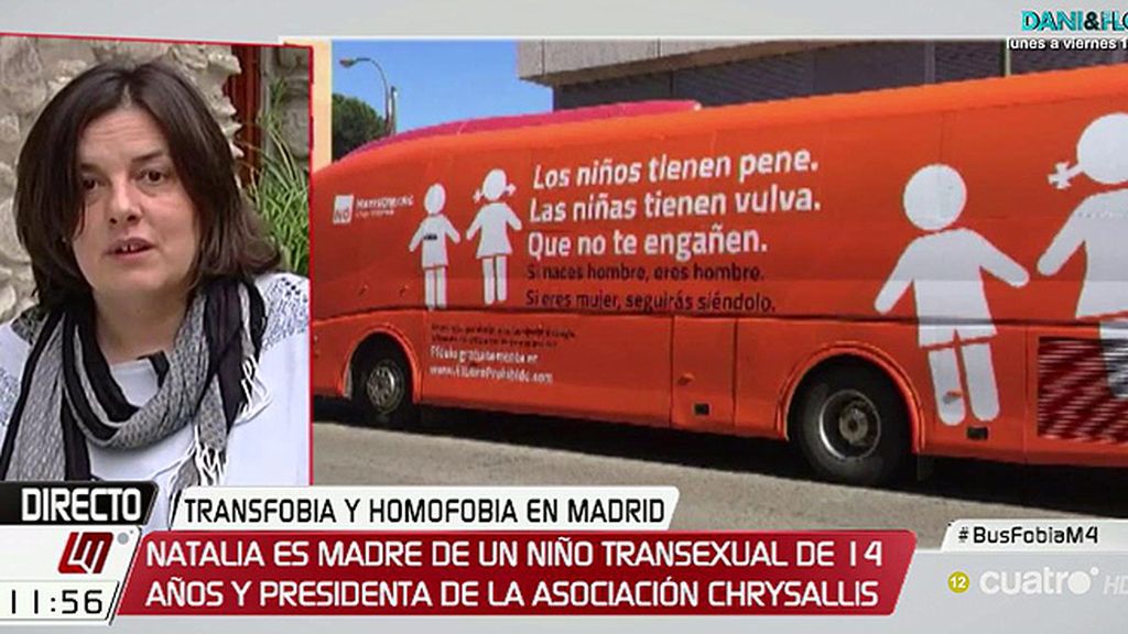 Natalia Aventín, del autobús con un mensaje contra la transexualidad: "Nuestros hijos están ahí, por mucho cartel que pongan"