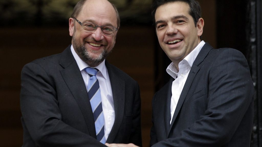 Alexis Tsipras recibe al presidente del Parlamento Europeo, Martin Schulz