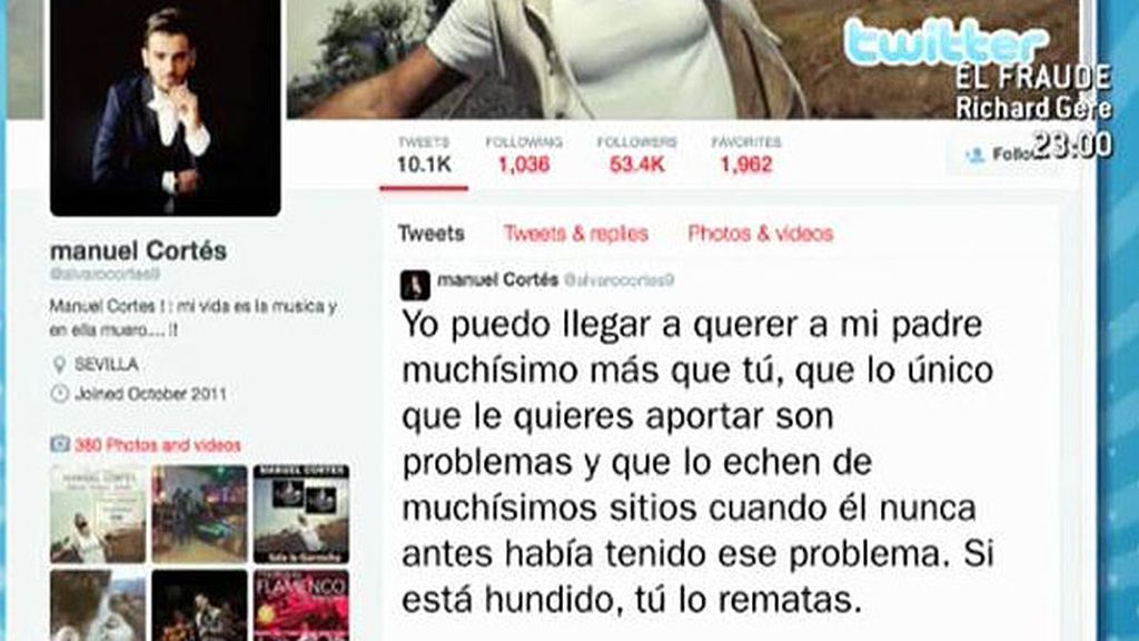 Manuel Cortés se desahoga en Twitter y arremente contra Carmen Gahona