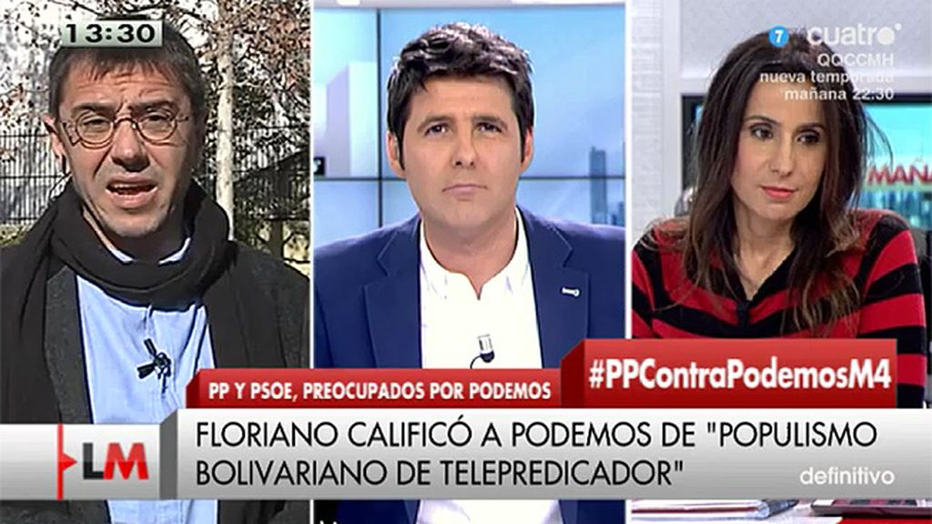 Juan Carlos Monedero: "El PP está a la desesperada sacando a sus hooligans para intentar activar a los votantes"