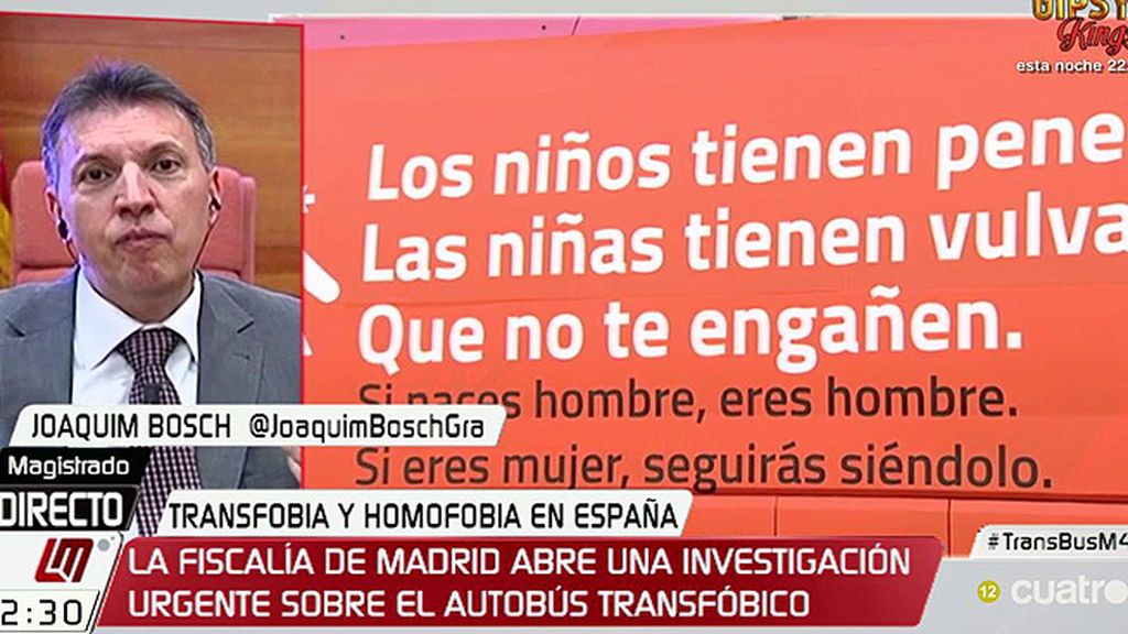 Bosch: “El precio de la libertad de expresión es tener que aguantar barbaridades, pero no son necesariamente delictivas"