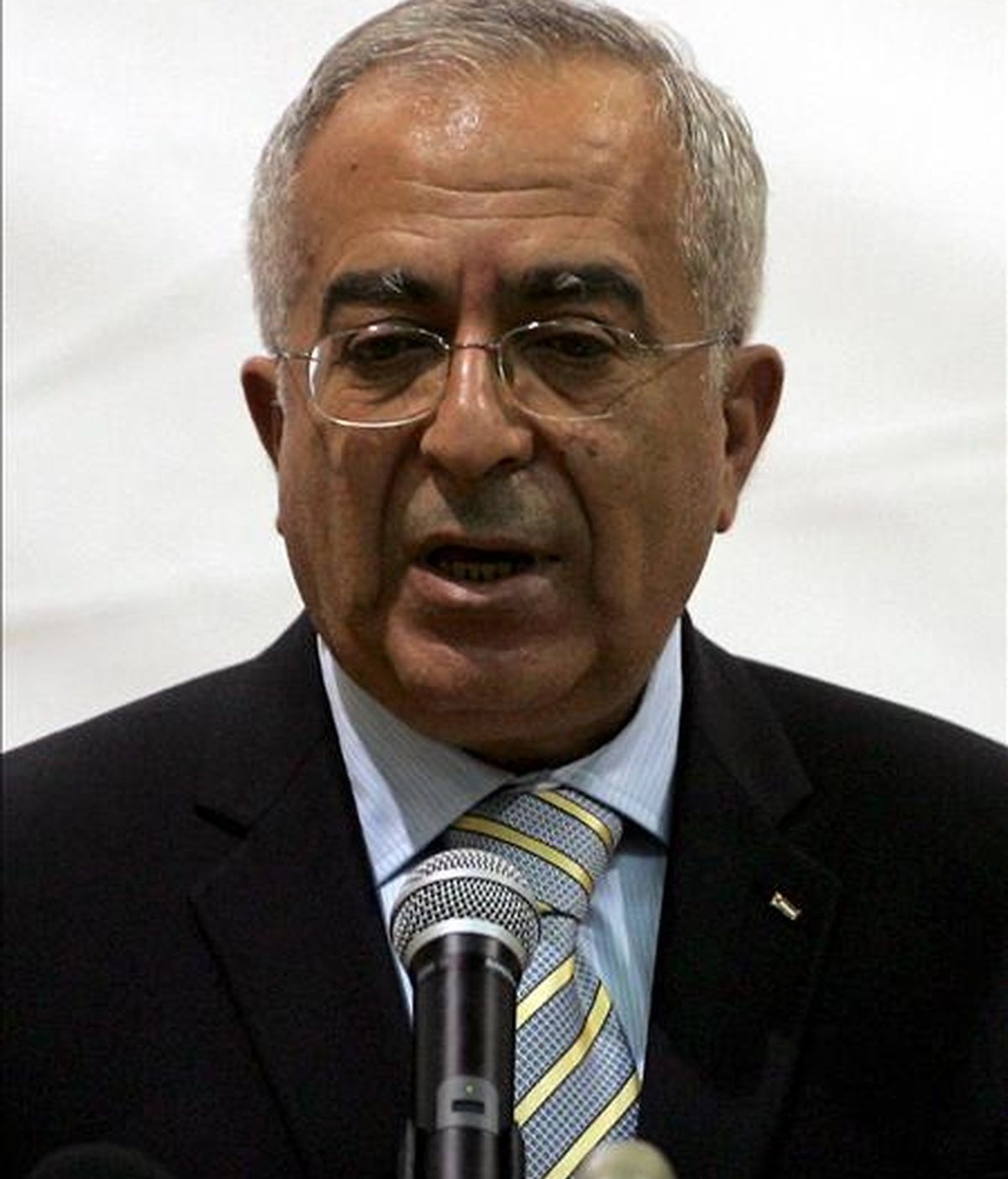 El primer ministro de la Autoridad Nacional Palestina, Salam Fayad, durante el discurso ofrecido en la Universidad Al Quds