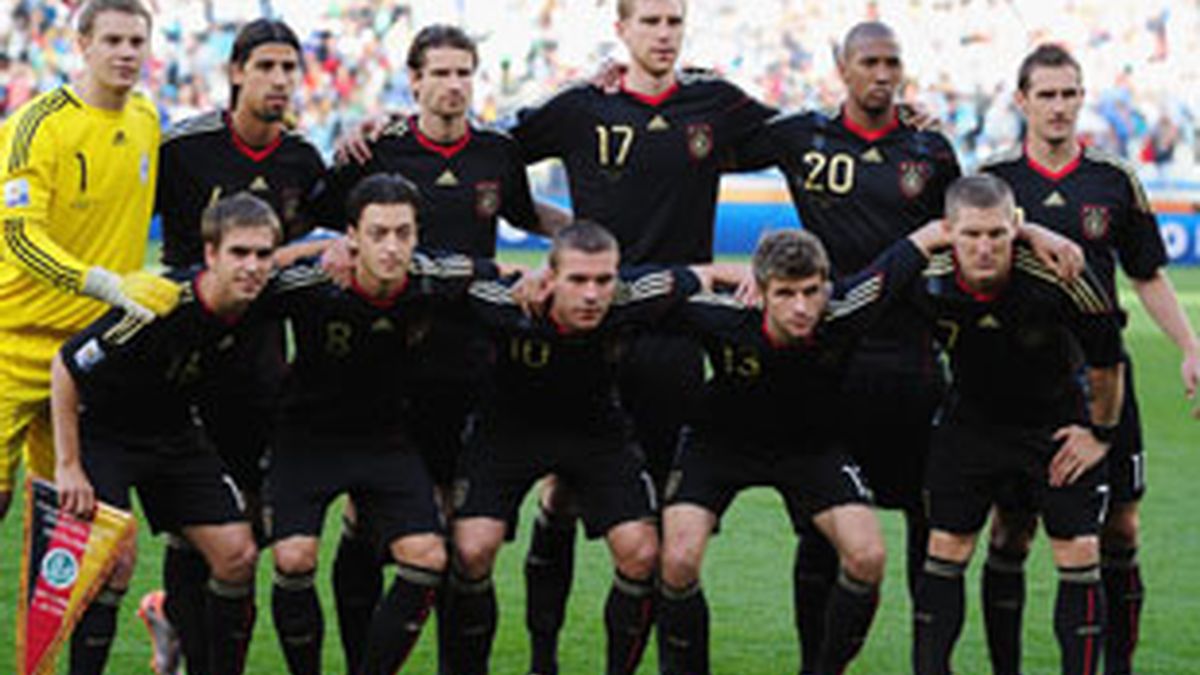 La selección de Alemania antes de un partido del Mundial.