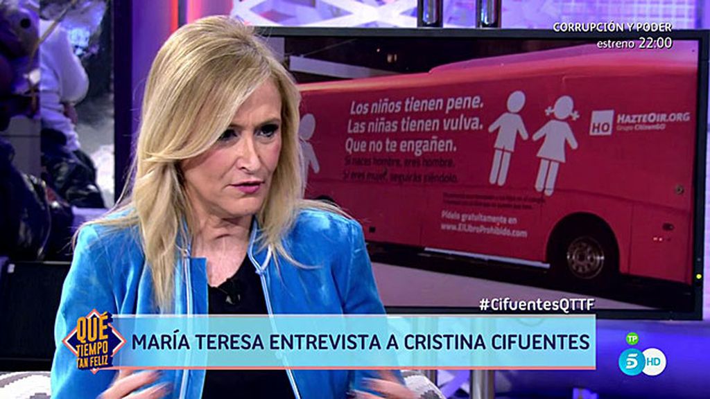 Cristina Cifuentes, del polémico autobús: “Quitadlo de la pantalla, me da grima”