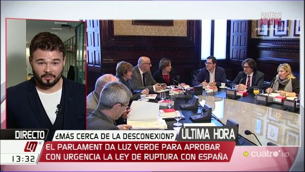 Rufián, sobre la ley de ruptura con España: “Está dentro de la normalidad democrática”