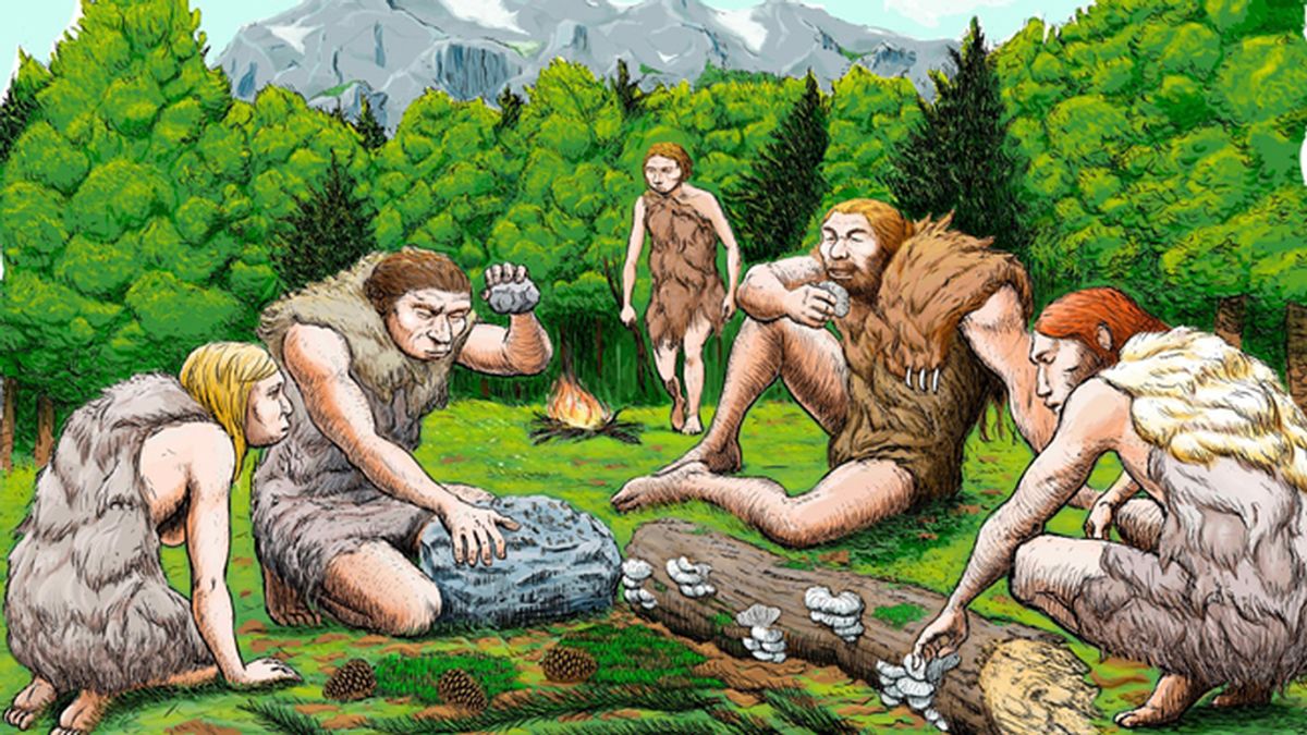 Recreación de la vida de un grupo de neandertales en el Sidrón, Asturias