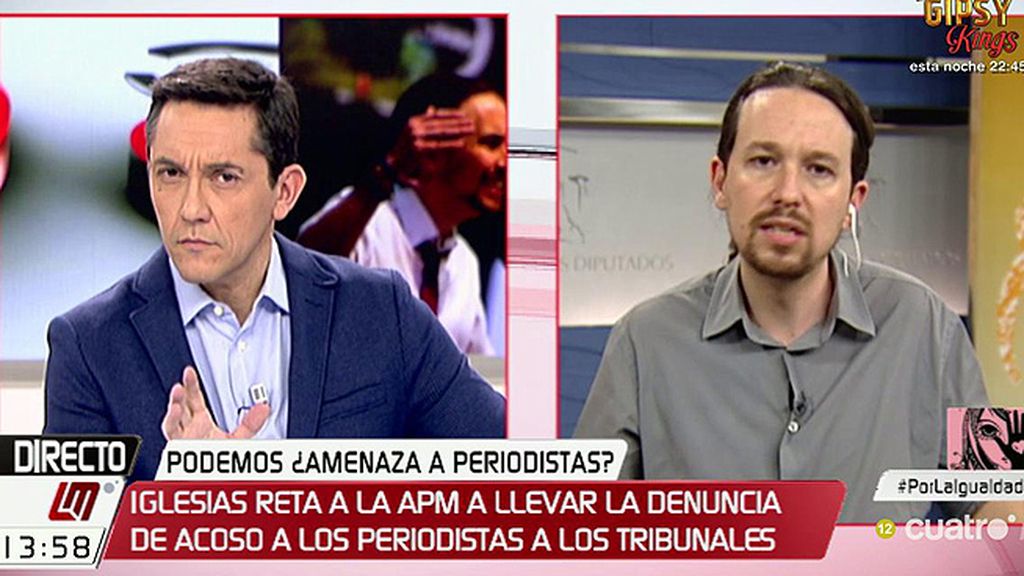 Pablo Iglesias pone la mano en el fuego por los suyos: “De Podemos no salieron esos mensajes contra periodistas”