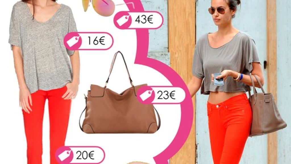 Consigue el look primaveral de Irina Shayk con pantalón capri color vitamina