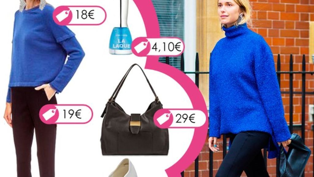 Consigue el look en azul y negro de Pernille Teisbaek con pantalón fuseau