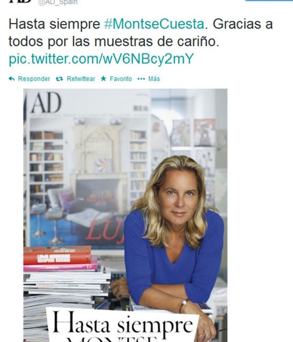 Famosos y diseñadores despiden a Montse Cuesta, la directora de la revista 'AD'